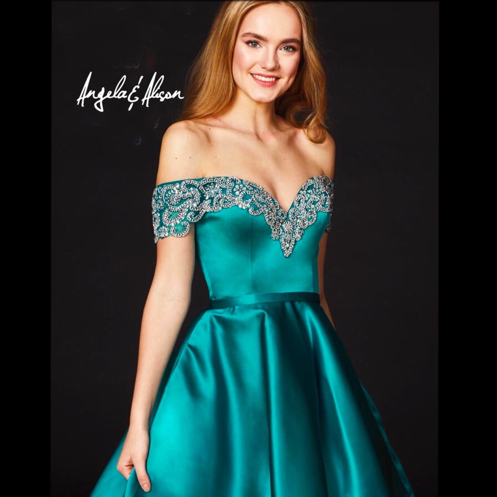Angela & Alison - 82018 Beaded Off-Shoulder A-Line